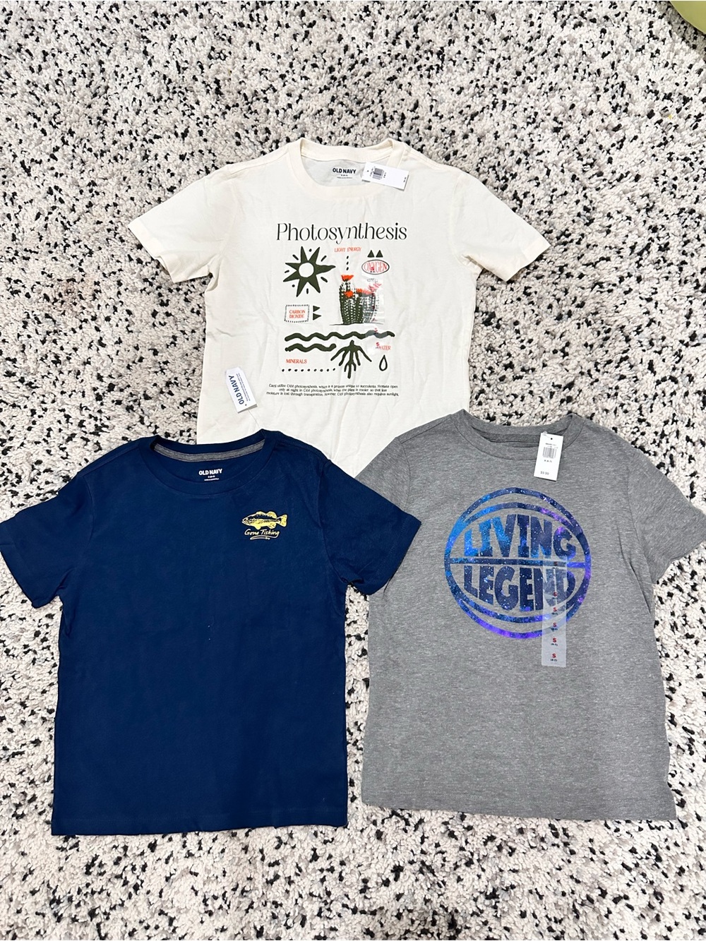 Old Navy Cream 'Photosynthesis' Graphic Tee - Kids set of 3 size 6-7 Boy